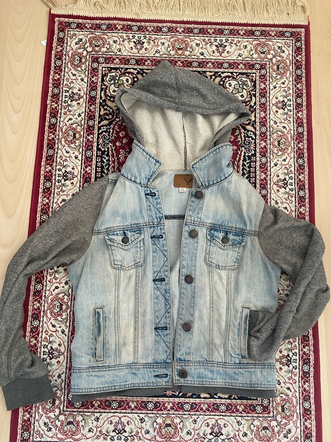 american eagle outfitters hooded denim jacket womens